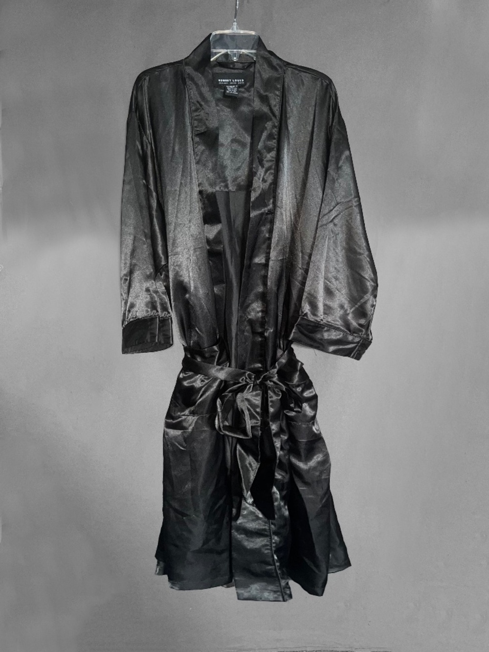 Robert Lewis Mens Black “Satin” Robe / Dressing Gown